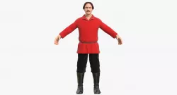 Worker in a Red Shirt Low-poly  3D model