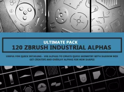 120 Industrial Zbrush Alphas - ULTIMATE PACK Texture