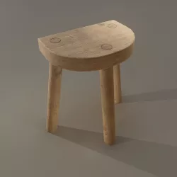 3 Legged Wooden Stool Low-poly  3D model