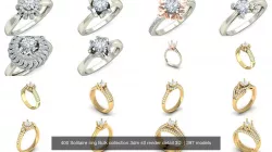 400 Solitaire ring Bulk collection 3dm stl render detail 3D  