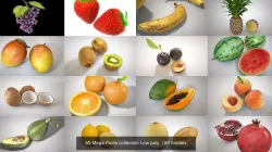 60 Mega Fruits collection Low poly  
