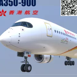 Airbus A350-900 Hong Kong B-LGA livery Low-poly  3D model