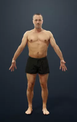 Animated Beach Man Body Builder Swimming shorts - A-pose - Franc Low-poly  3D model
