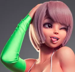 Anime Girl Cute Cindy winked Low-poly  3D model