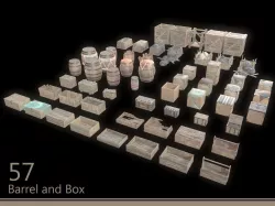 Barrel and Box Low-poly  3D model