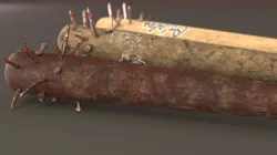 Baseball bat with nails Low-poly  3D model