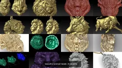 beautiful animal heads 3D Model Collection