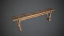 Bench Medieval Low-poly  3D model