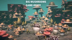 Big mushrooms Low-poly  3D model