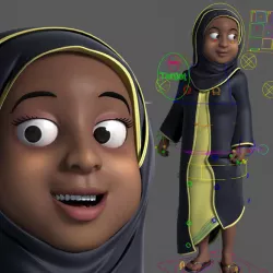 cartoon arab muslim black woman 3D model 3D model