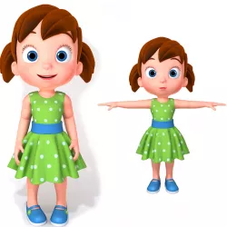 Cartoon Little Girl Rigged 3D model
