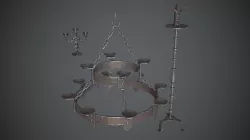 Chandelier Medieval Low-poly  3D model