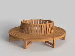 Circular wooden bench 3D model