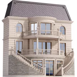 Classic facade of a private with decors 3D model