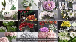 Collection of flower bouquet decorative set decor set 