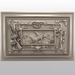dogs on hunting wall painting 3D models for artcam and aspire 3D model