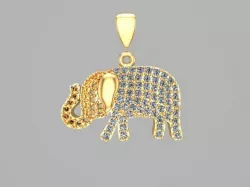 Elephant necklace gold or diamond 1 mm stone 3D model