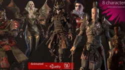 fantasy collection knight  mage and samurai warriors 
