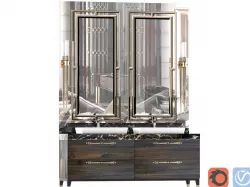 Furniture bathroom Cabinet with two sinks 3D model