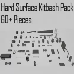 Hard Surface Kitbash Pack - 60 Objects Low-poly  3D model
