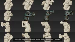 horoscope symbol blind deaf silent monkey chinese see hear say 3D Model Collection