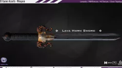 lava Horn Sword - PBR Game Ready Weapon Low-poly  3D model
