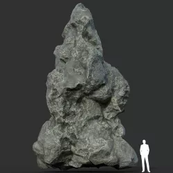 Low poly Damaged Black Rock 16 Low-poly  3D model