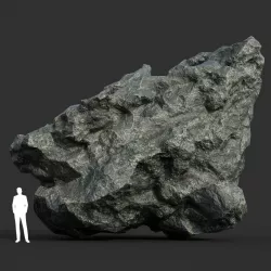 Low poly Damaged Black Rock 18 Low-poly  3D model
