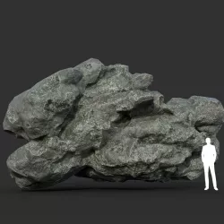 Low poly Damaged Black Rock 19 Low-poly  3D model