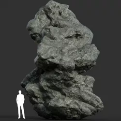 Low poly Damaged Black Rock 20 Low-poly  3D model