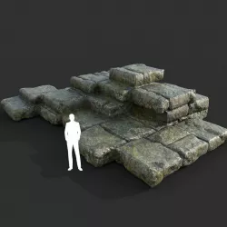 Low poly Mossy Ruin Medieval Construction 10 Low-poly  3D model