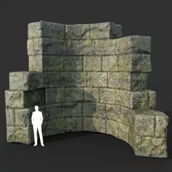 Low poly Mossy Ruin Medieval Construction 11 Low-poly  3D model