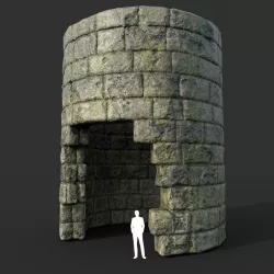 Low poly Mossy Ruin Medieval Construction 14 Low-poly  3D model