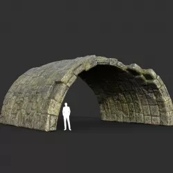 Low poly Mossy Ruin Medieval Construction 15 Low-poly  3D model