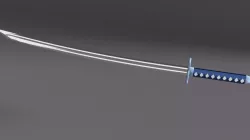 Low Poly Samurai Katana Sword Blue Flower Weapon Semi Realistic Low-poly  3D model