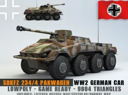 Low Poly SdKfz 234 4 Pakwagen Low-poly  3D model