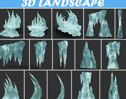 Low poly Sharp Ice Modular Pack 190405 3D Model Collection
