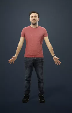 Man Casual Animated  in Jeans - A-pose - Flp Low-poly  3D model