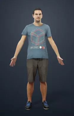 Man Casual Animated in Shorts - A-pose - Jack  Low-poly  3D model