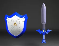 Master Sword and Hylian Shield - Toon Link Version Low-poly  3D model