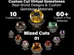 Mixed Cuts 01 - Custom Cut Gemstones and Custom V-Ray Materials 3D model