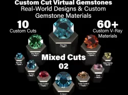 Mixed Cuts 02 - Custom Cut Gemstones and Custom V-Ray Materials 3D model