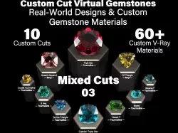 Mixed Cuts 03 - Custom Cut Gemstones and Custom V-Ray Materials 3D model