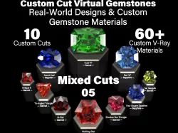Mixed Cuts 05 - Custom Cut Gemstones and Custom V-Ray Materials 3D model