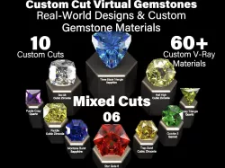 Mixed Cuts 06 - Custom Cut Gemstones and Custom V-Ray Materials 3D model