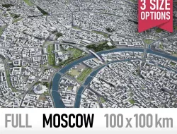 Moscow - city and surroundings Low-poly  3D model