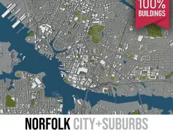 Norfolk - city and surroundings Low-poly  3D model