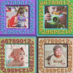 Portrait Photographs of Babies in Colored Frames with Numbers 3D Model Collection