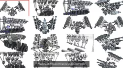 Rigged and Animated Engines Models 3D Model Collection