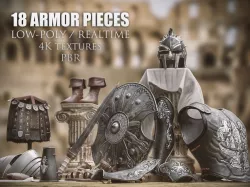 Roman Gladiator Armor Collection Low-poly  3D model
